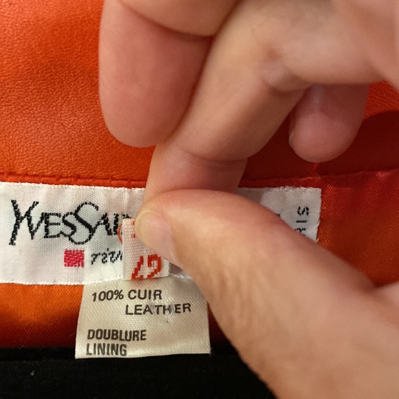 Yves Saint Laurent deep orange leather jacket with red jewels Size 42 - Picture 8 of 8